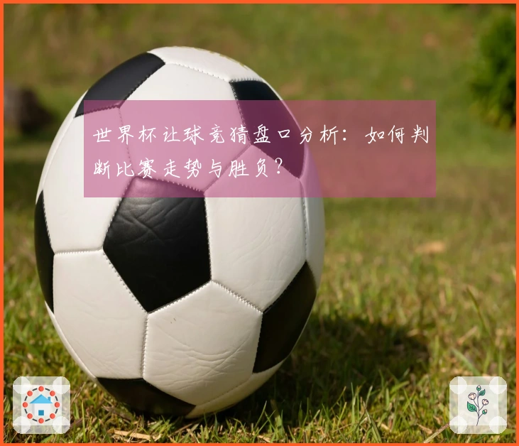 世界杯让球竞猜盘口分析：如何判断比赛走势与胜负？